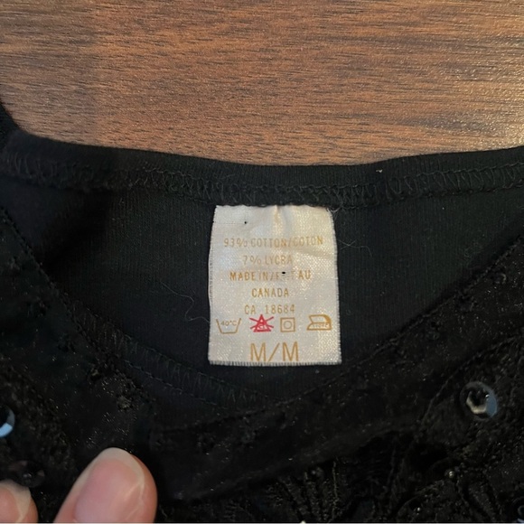 Vintage Y2K Black Sleeveless Top Beaded Accents Whimsigoth Fairy Retro Medium - Picture 7 of 7